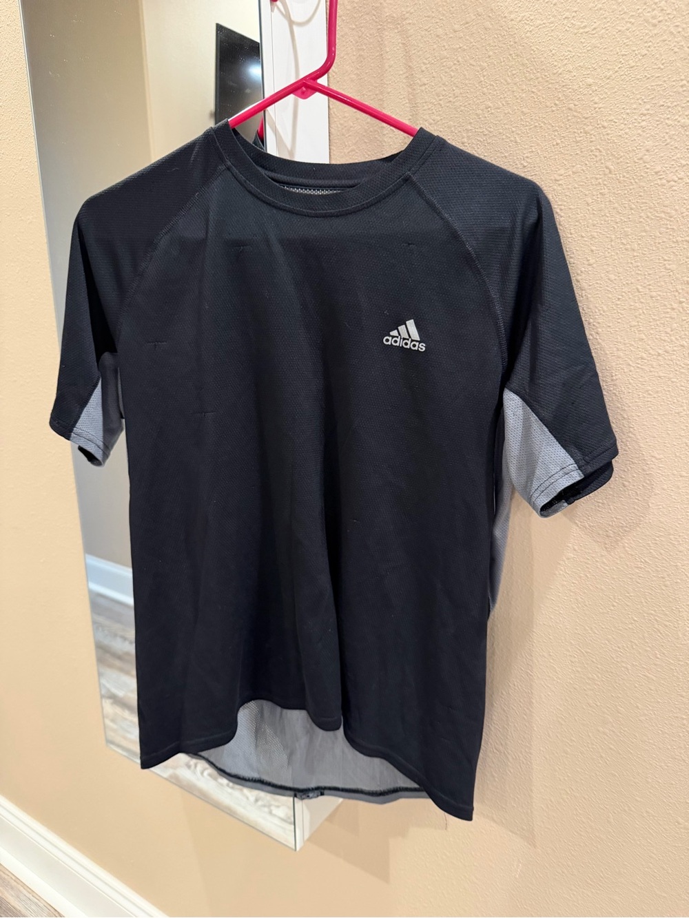 adidas Black and Gray Men’s Short-Sleeve Athletic Shirt